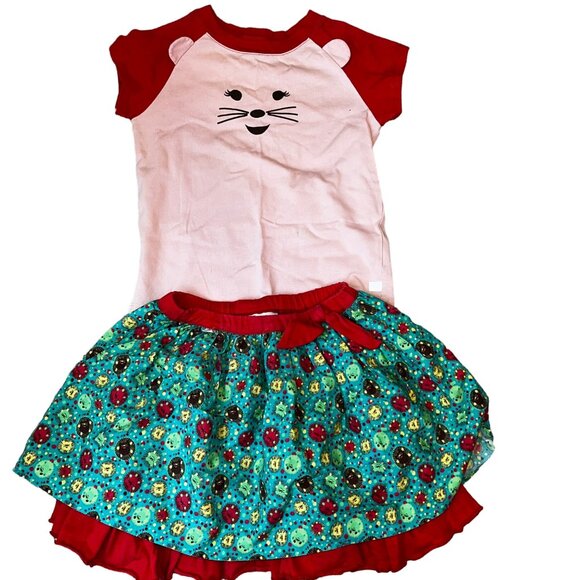 WellieWishers American Girl Outfit Camille Mouse Shirt & Ladybug Skirt Size 6